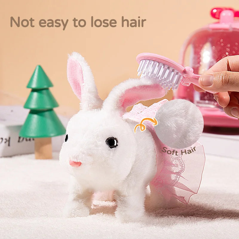 Interactive Dancing Walking Rabbit Toy, Plush Bunny Electronic Pet for Kids, Animated Moving Animal Gift for Boys Girls Birthday