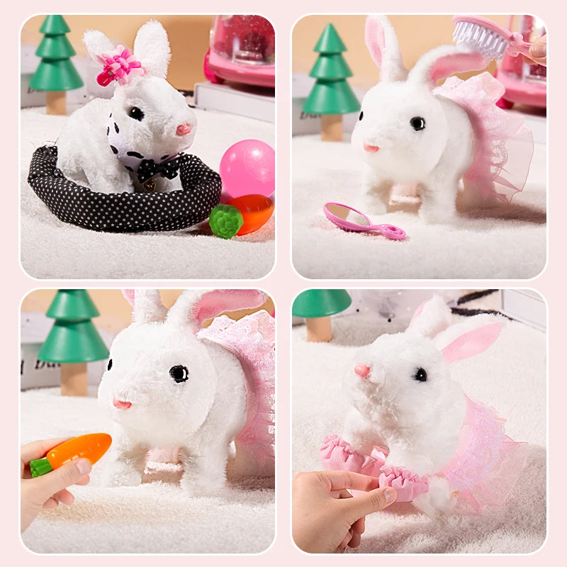 Interactive Dancing Walking Rabbit Toy, Plush Bunny Electronic Pet for Kids, Animated Moving Animal Gift for Boys Girls Birthday