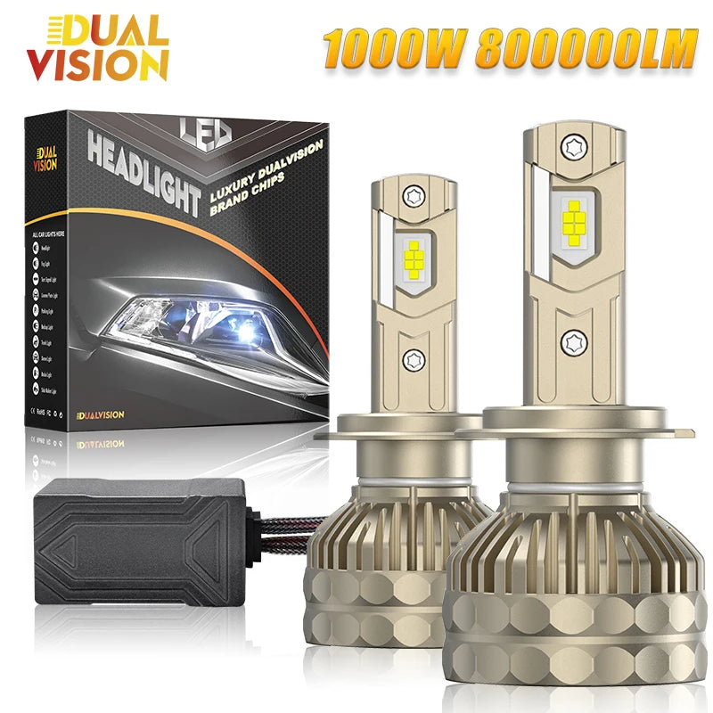 2Pcs H7 LED Canbus Car Headlight H11 H4 Fog Light High Low Beam H1 HB3 9005 HB4 9006 9012 Auto bulb Super Bright 6000K 1000W 12V