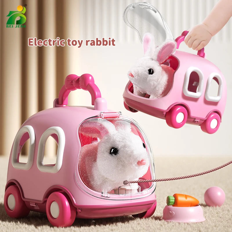 Interactive Dancing Walking Rabbit Toy, Plush Bunny Electronic Pet for Kids, Animated Moving Animal Gift for Boys Girls Birthday