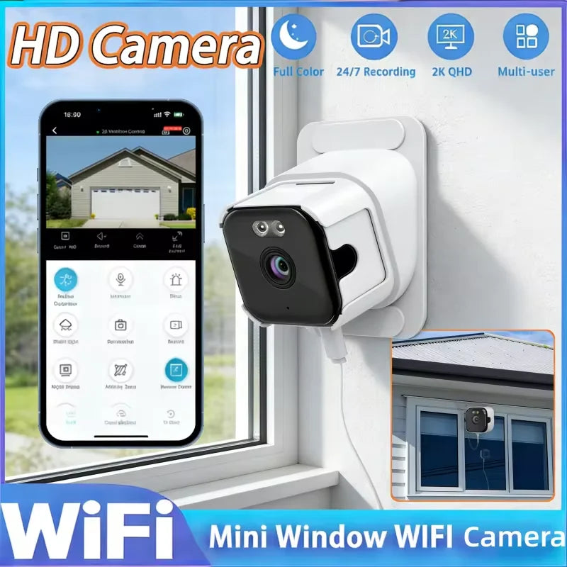 Mini Window WiFi Security Camera 5G Dual Band Full Color Night Vision Recording Access Indoor Outdoor Home Surveillance Camera