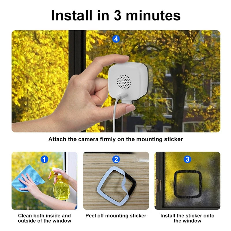 Mini Window WiFi Security Camera 5G Dual Band Full Color Night Vision Recording Access Indoor Outdoor Home Surveillance Camera